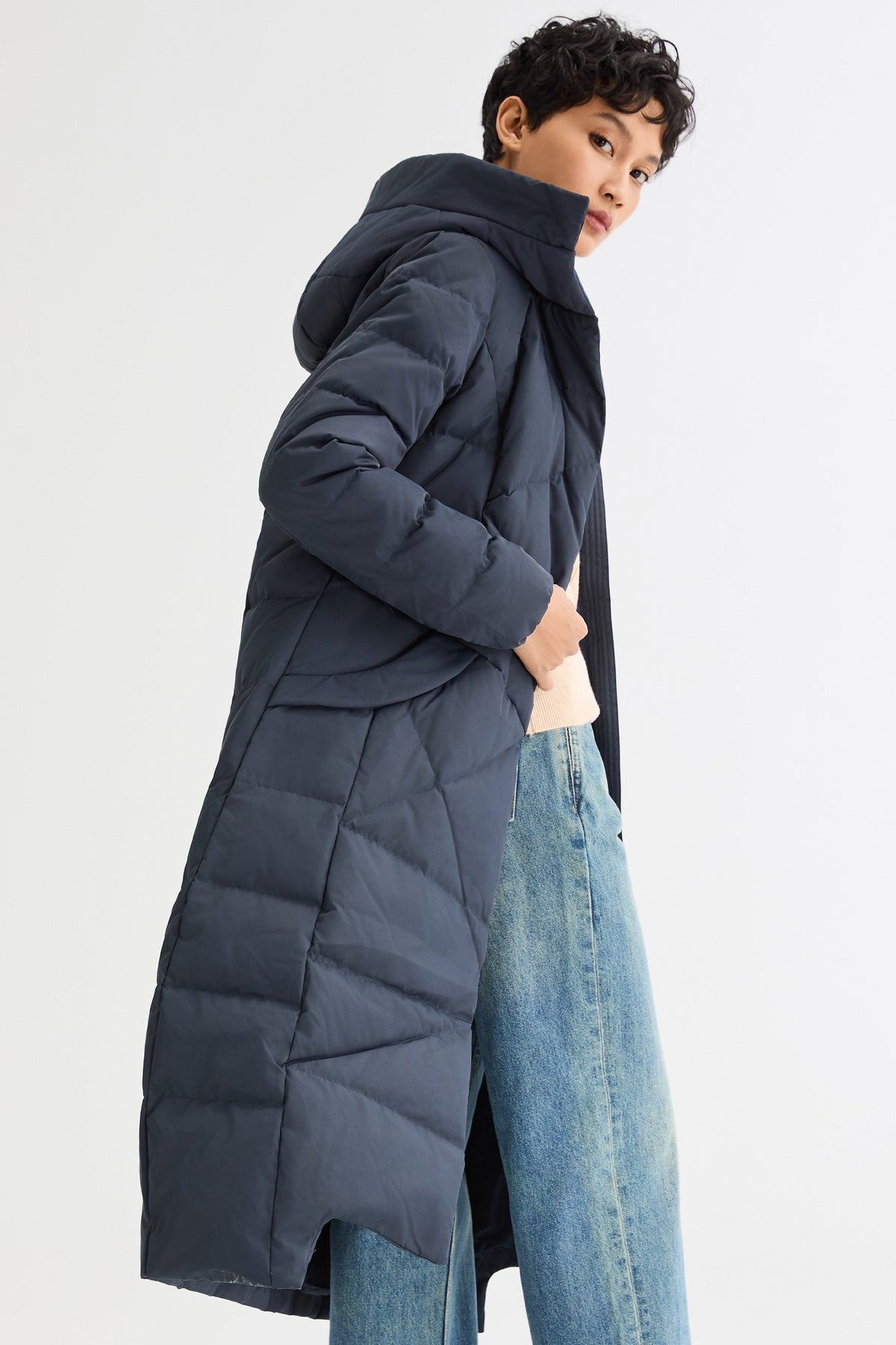 Long Maxi Down Coat with Hood