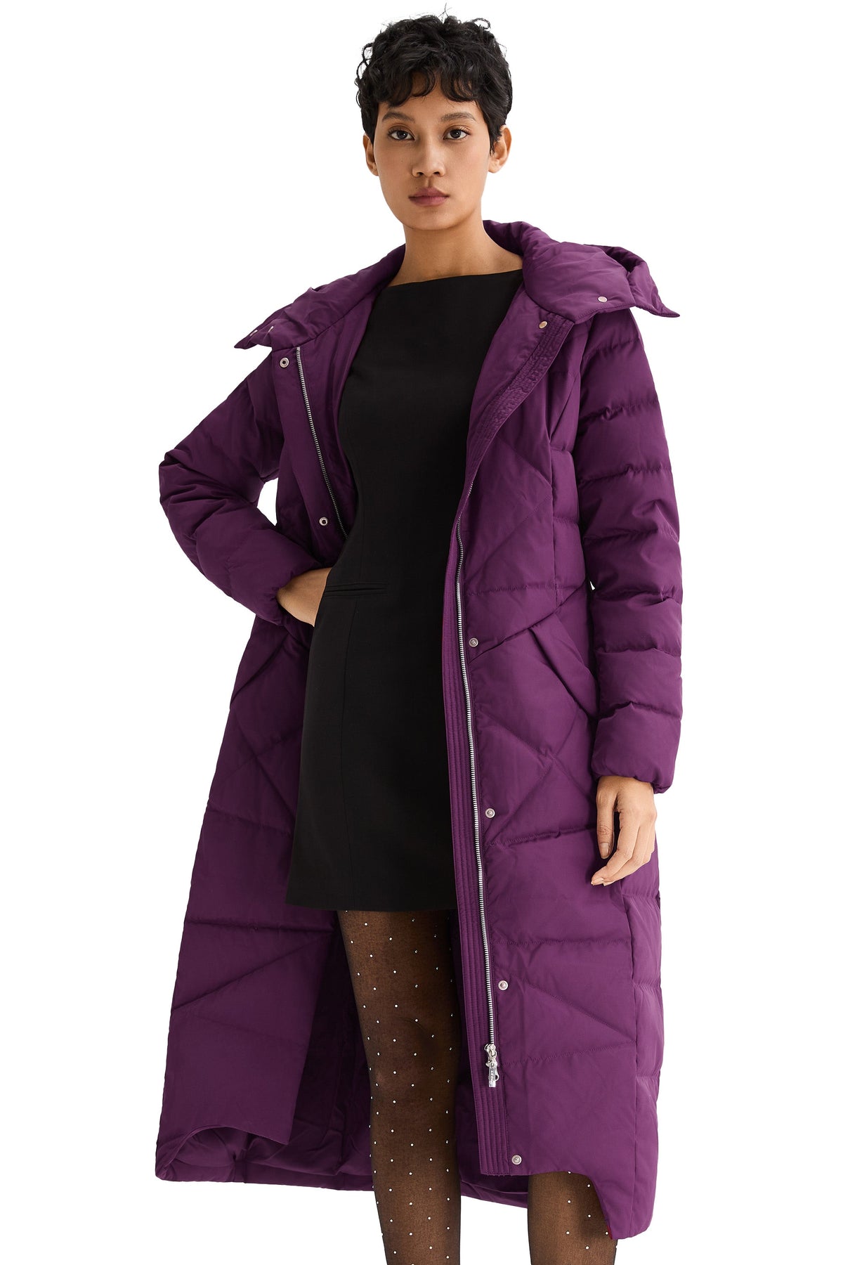 Long Maxi Down Coat with Hood