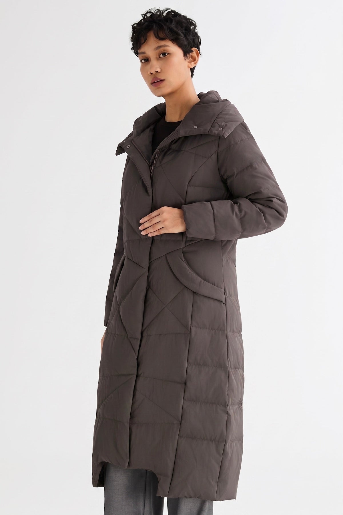 Long Maxi Down Coat with Hood