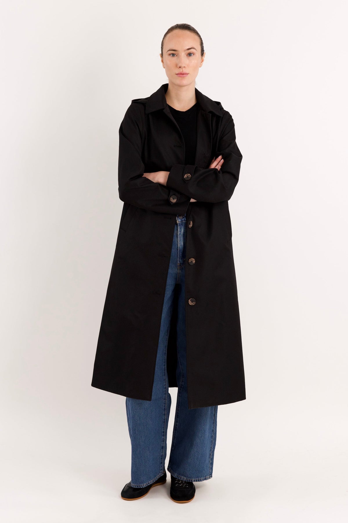 Long Single-Breasted Trench Coat