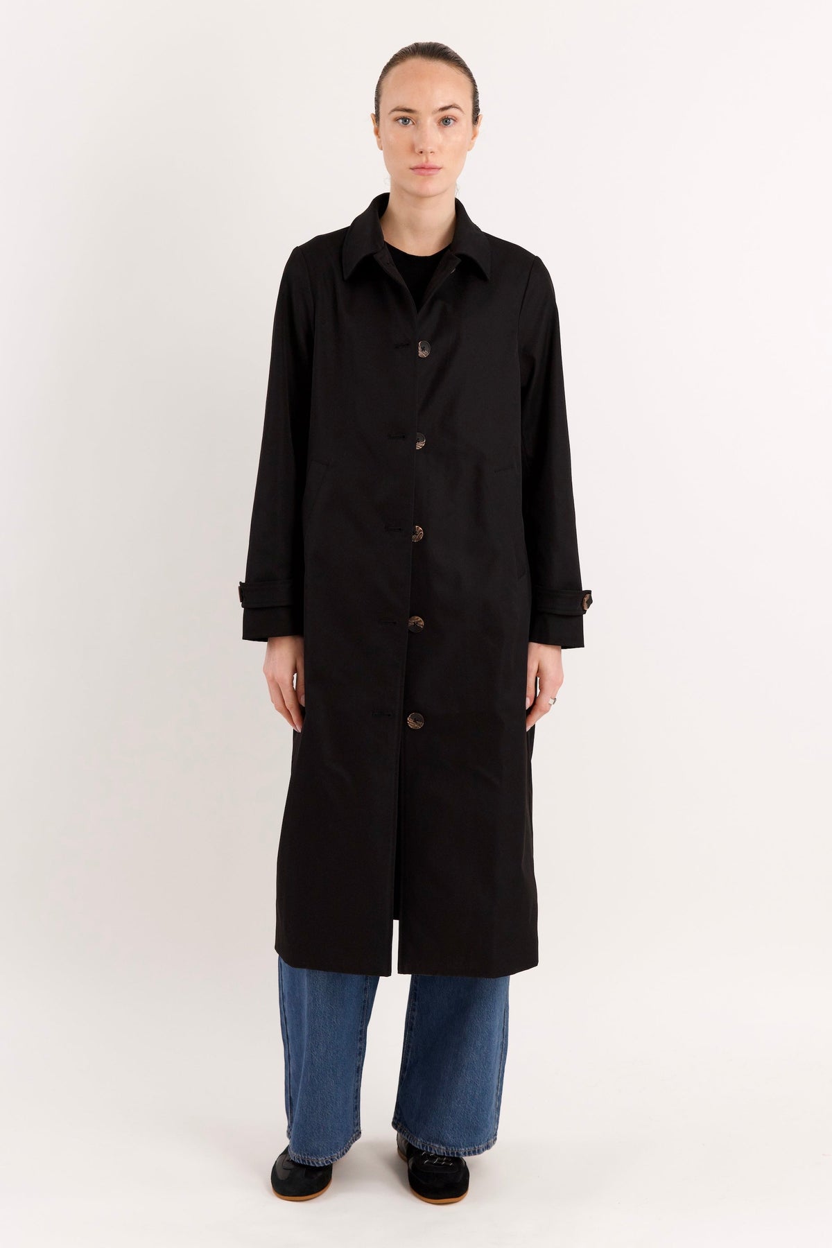 Long Single-Breasted Trench Coat