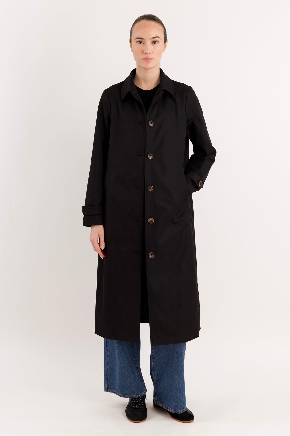 Long Single-Breasted Trench Coat