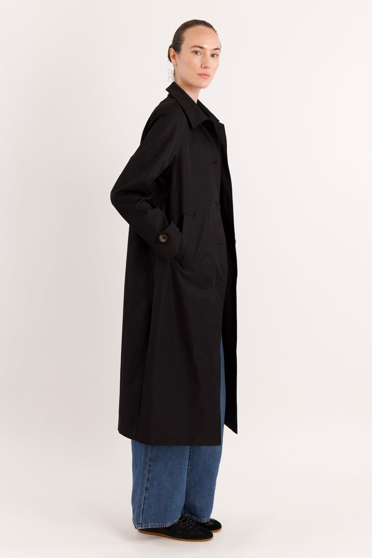 Long Single-Breasted Trench Coat