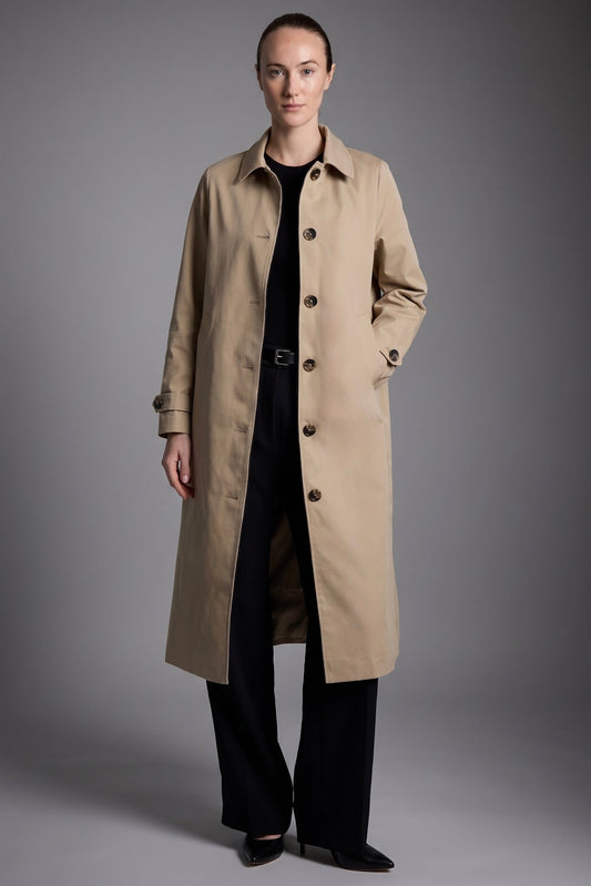Long Single-Breasted Trench Coat