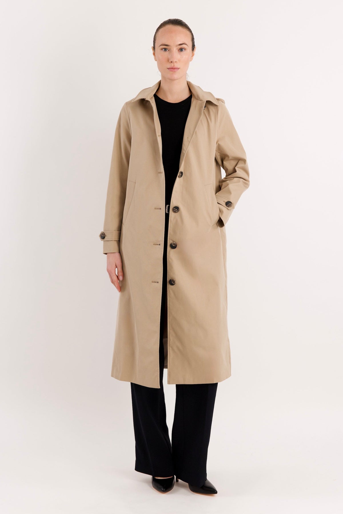 Long Single-Breasted Trench Coat
