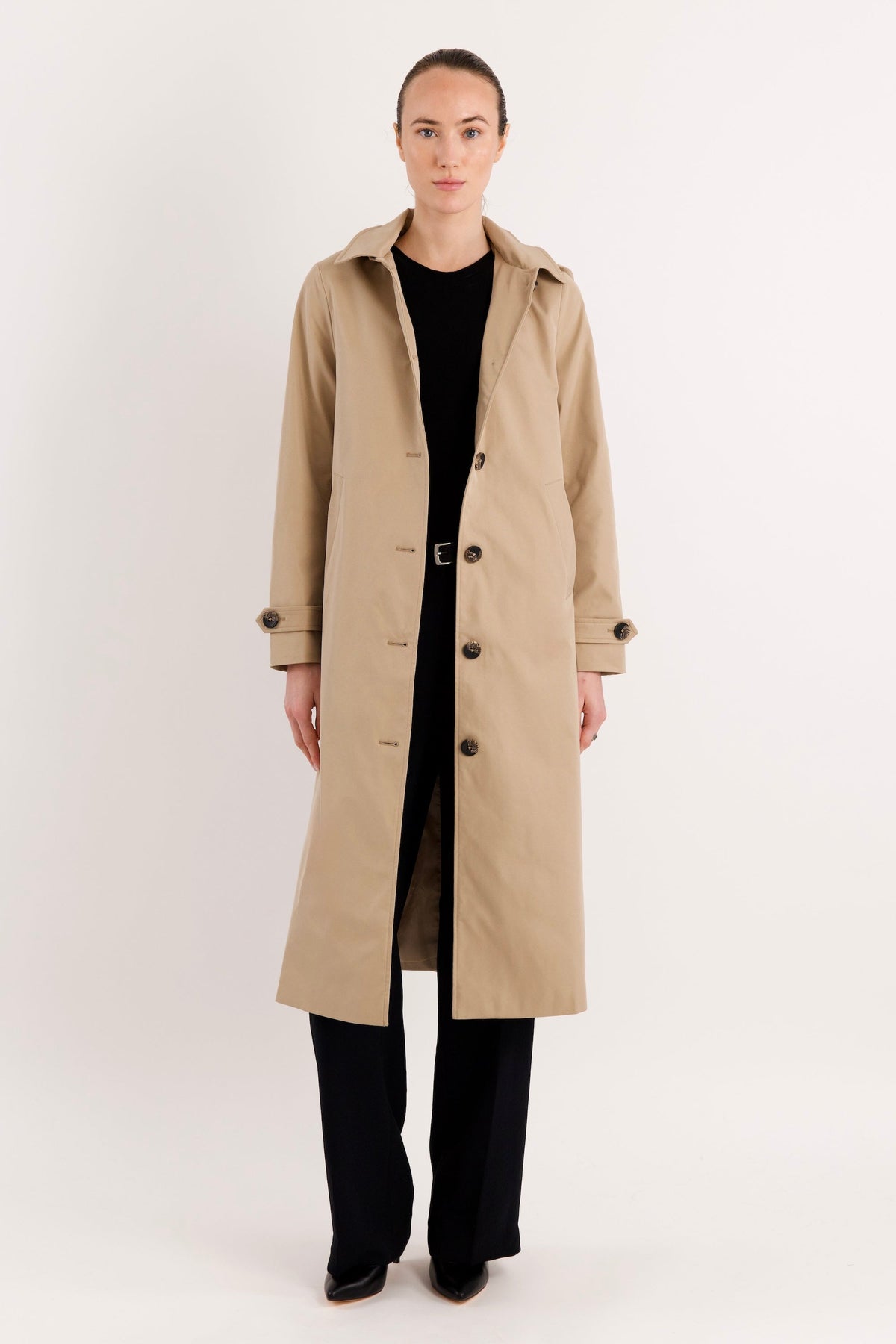 Long Single-Breasted Trench Coat