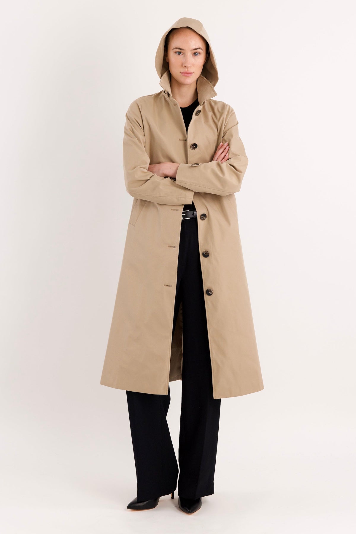 Long Single-Breasted Trench Coat
