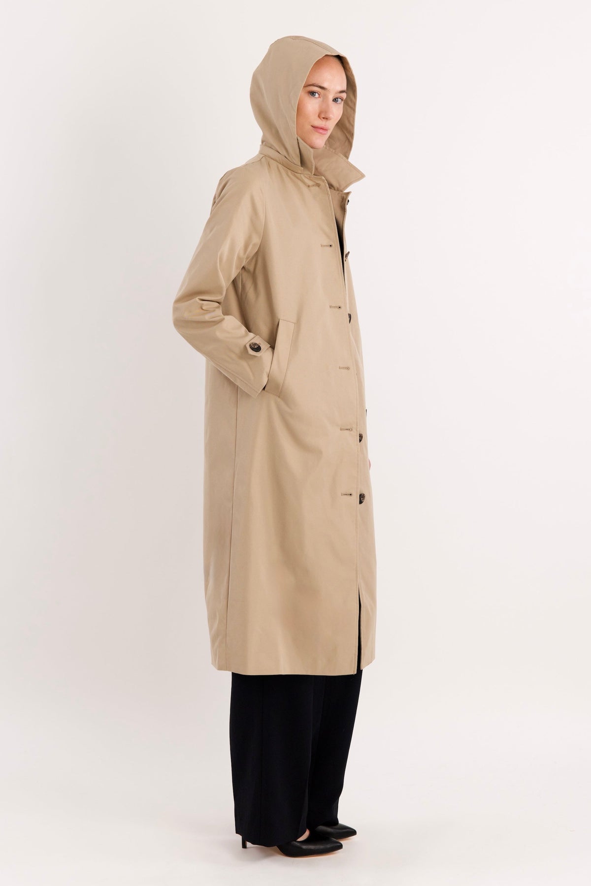 Long Single-Breasted Trench Coat