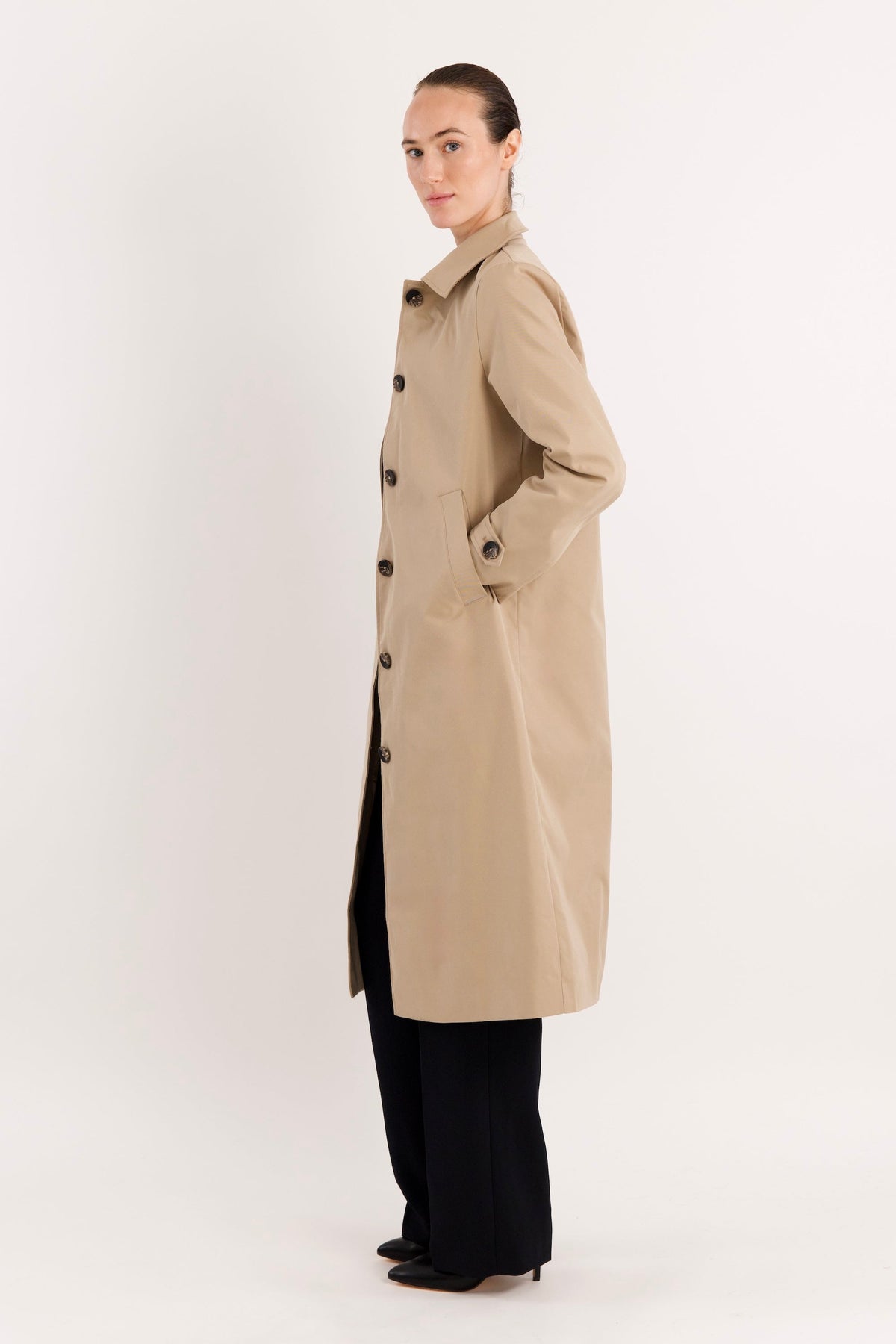 Long Single-Breasted Trench Coat