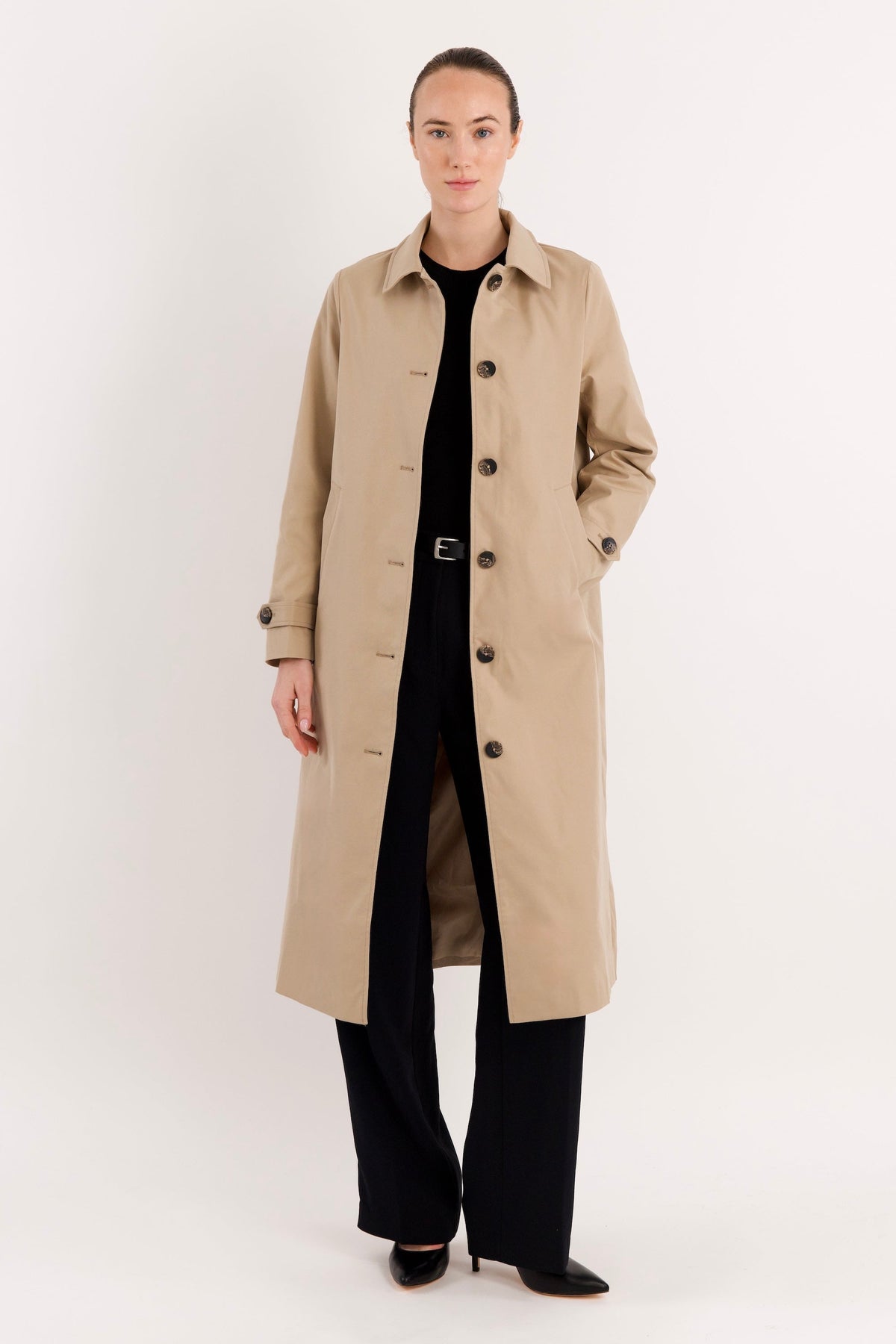 Long Single-Breasted Trench Coat