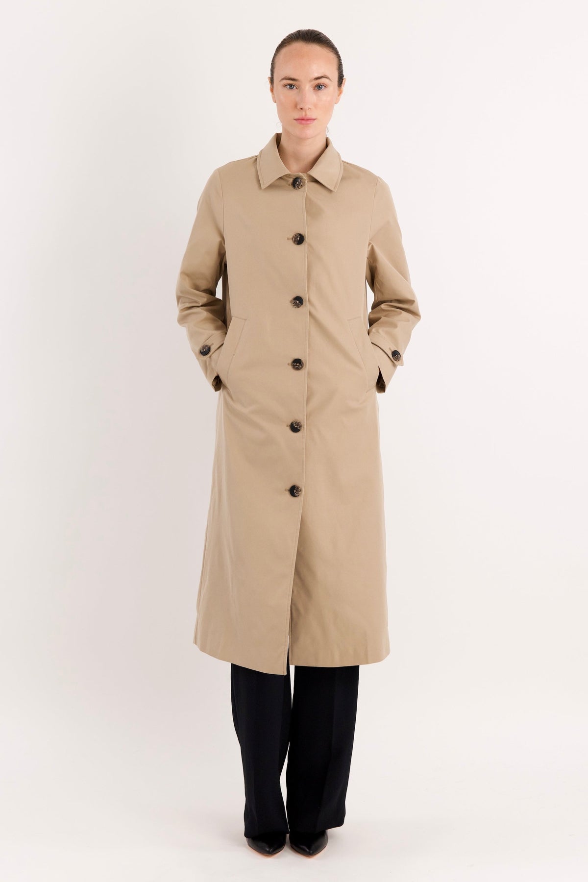 Long Single-Breasted Trench Coat