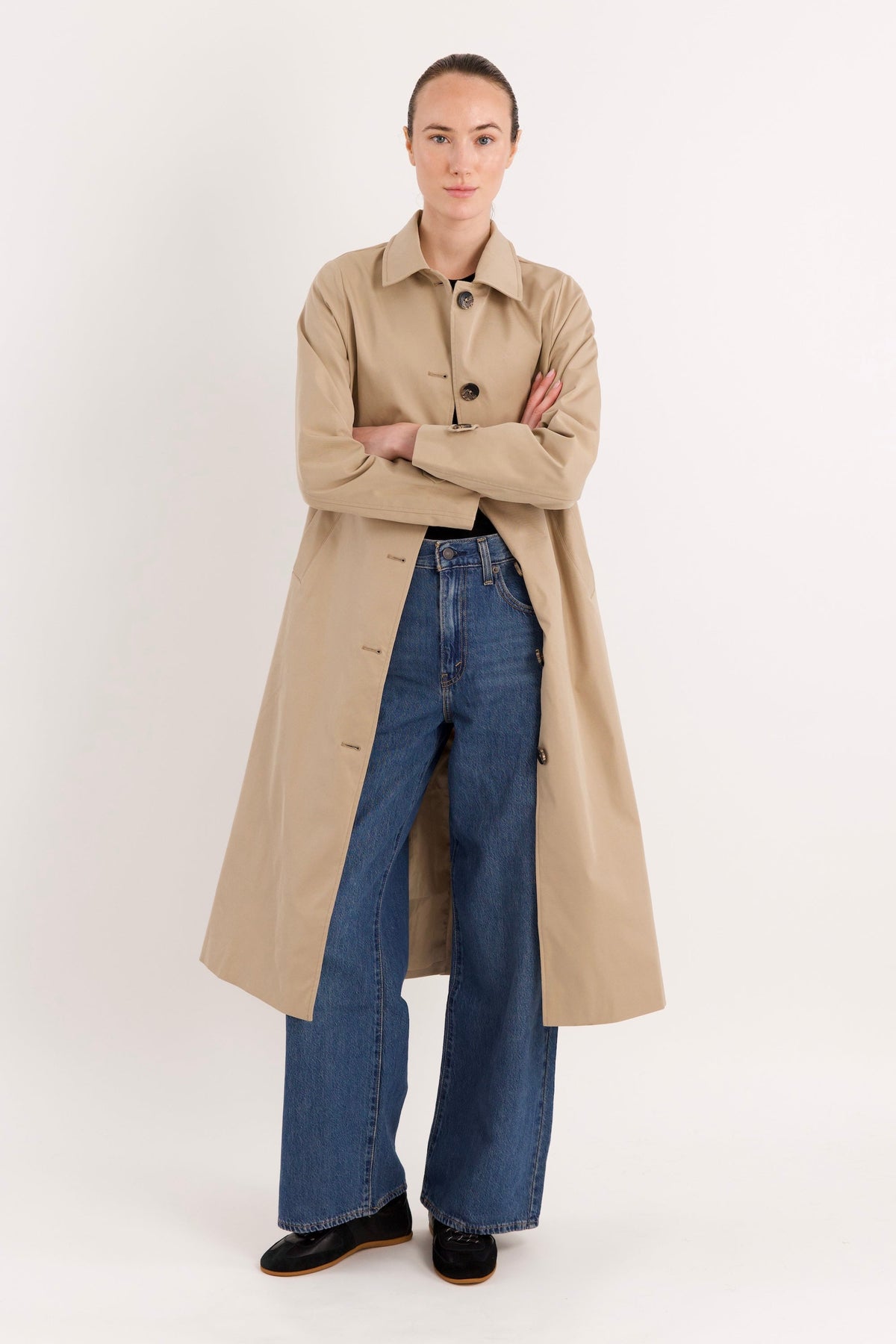 Long Single-Breasted Trench Coat