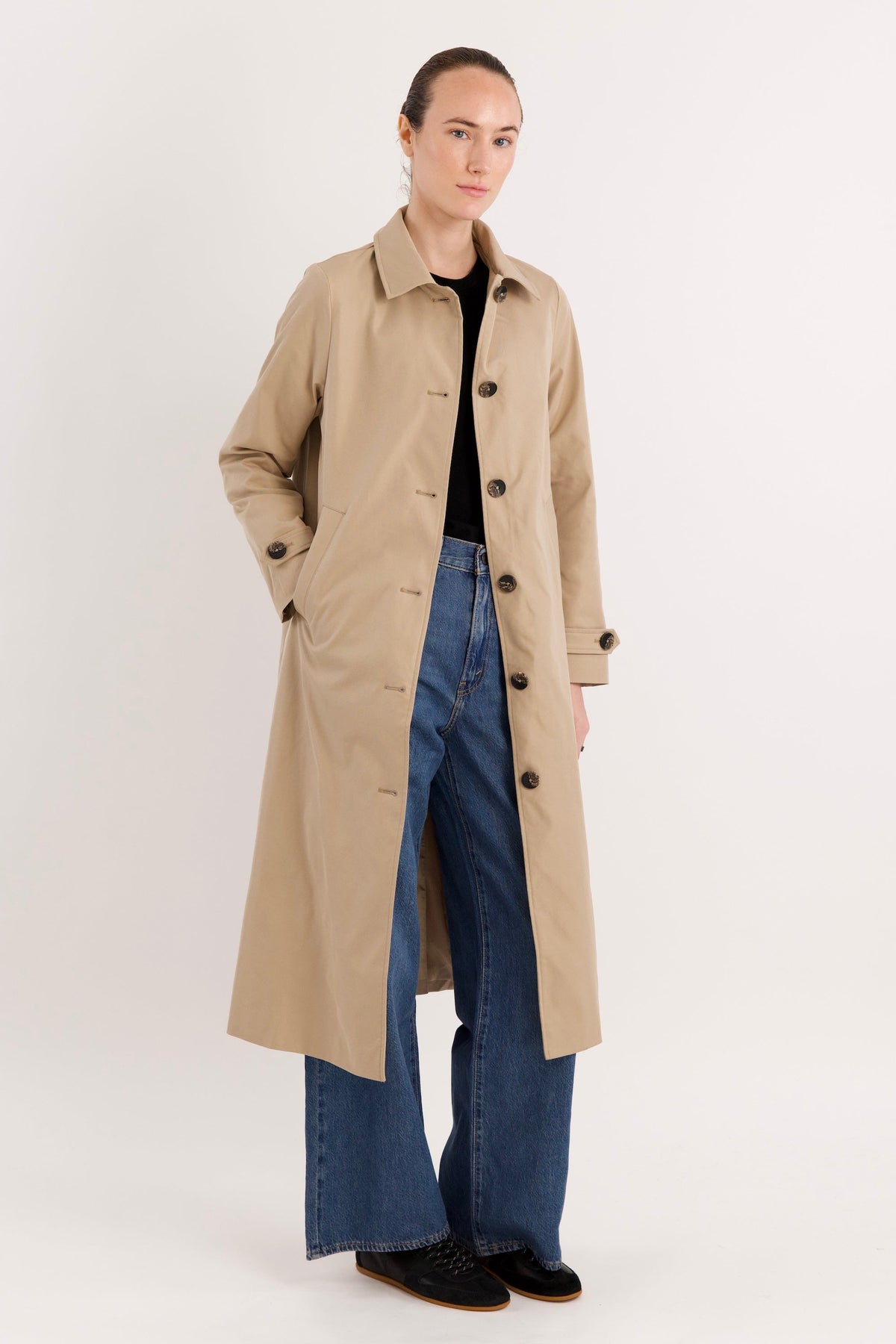 Long Single-Breasted Trench Coat
