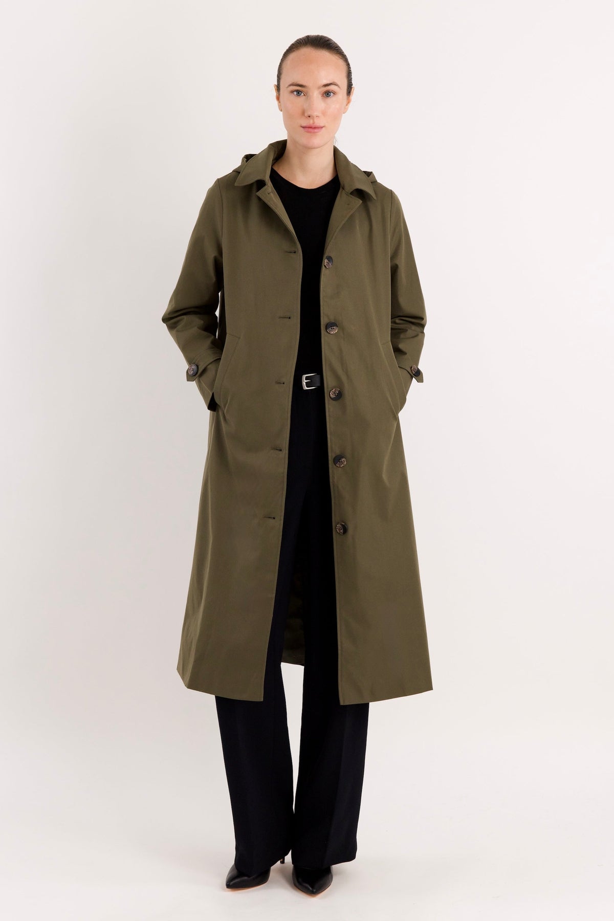 Long Single-Breasted Trench Coat