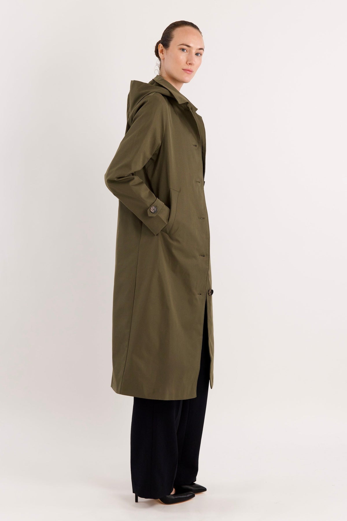 Long Single-Breasted Trench Coat