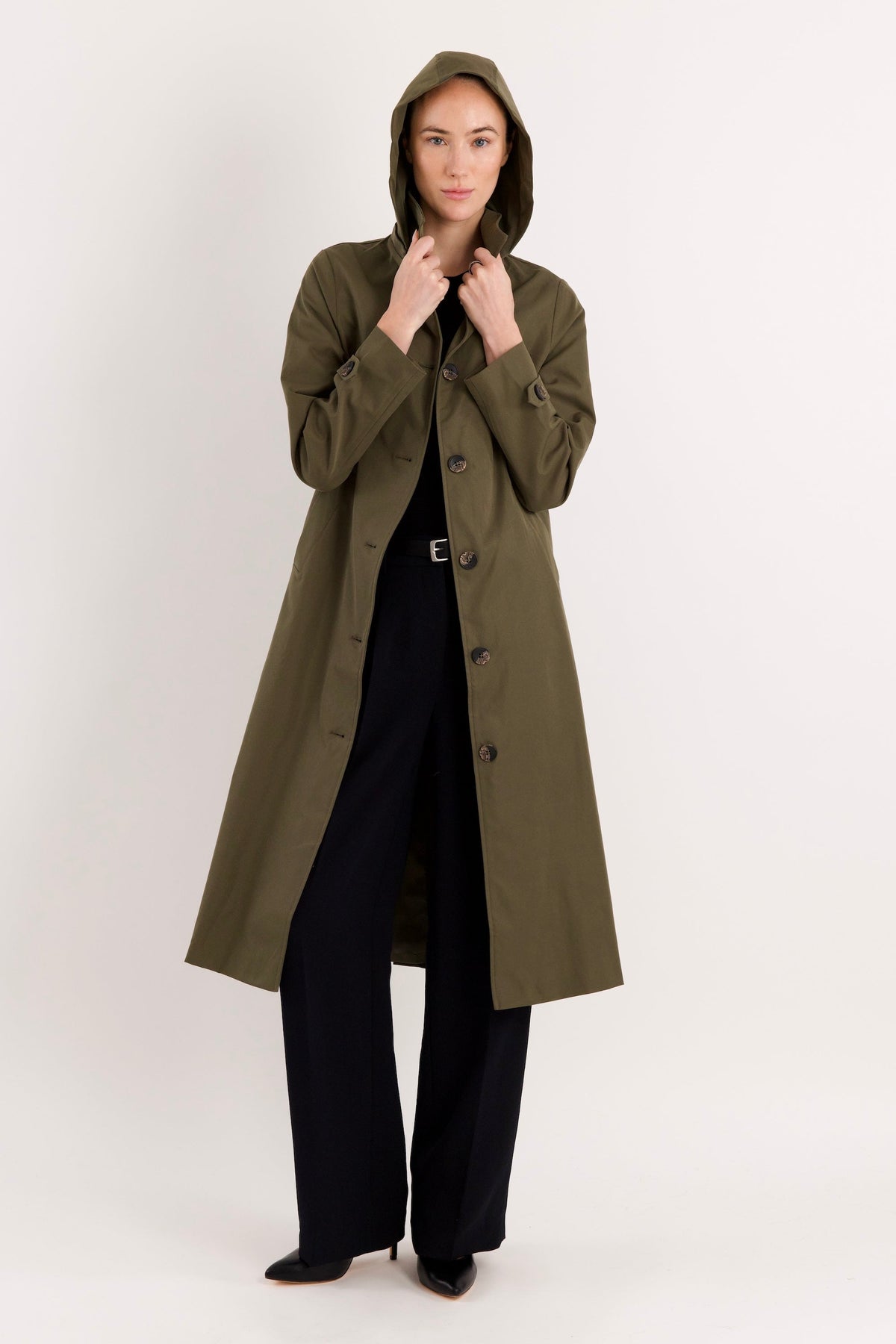 Long Single-Breasted Trench Coat
