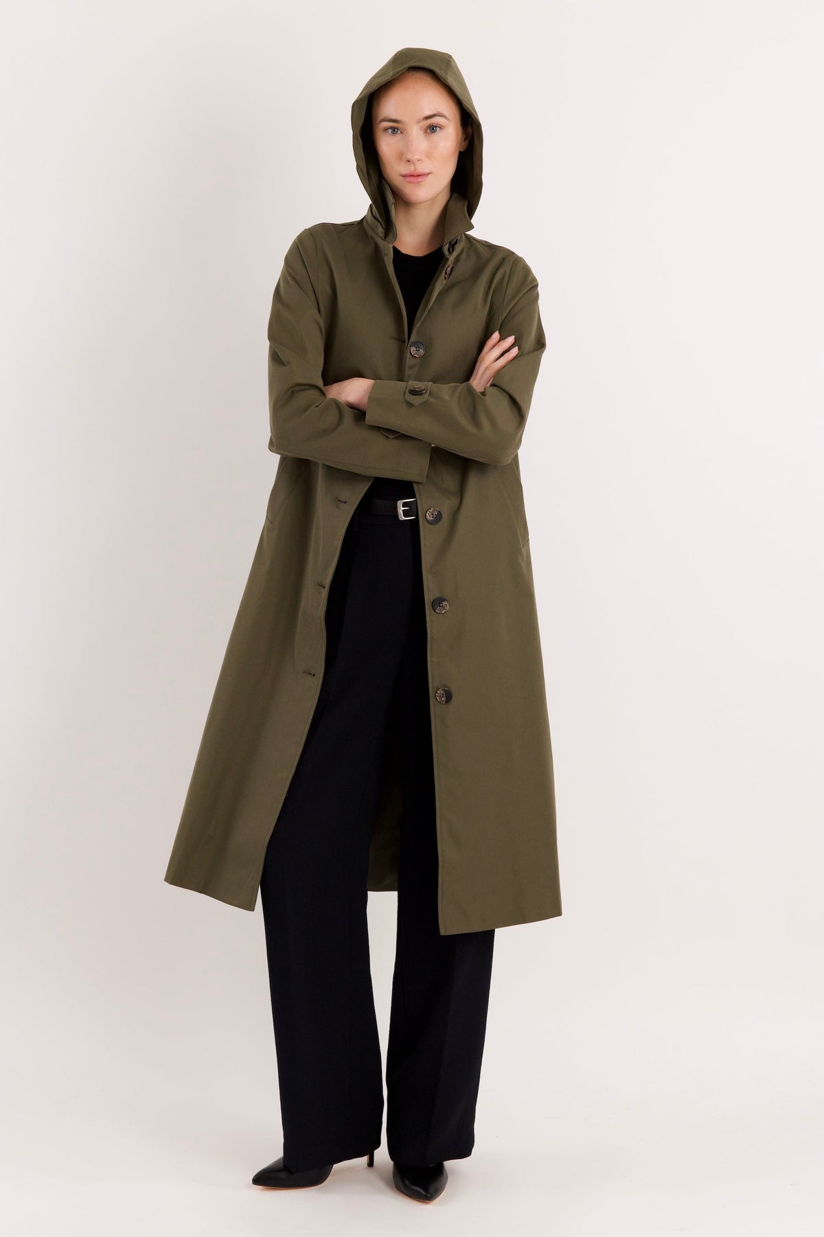Long Single-Breasted Trench Coat