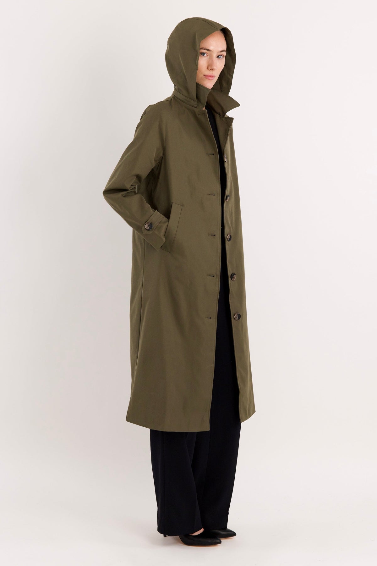 Long Single-Breasted Trench Coat
