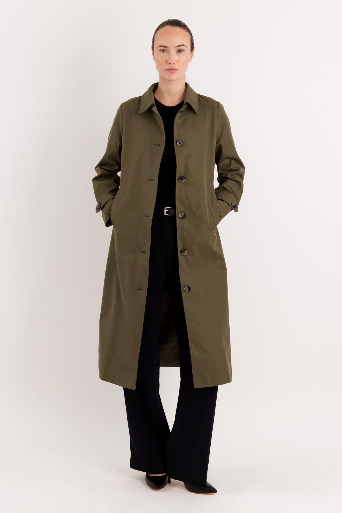 Long Single-Breasted Trench Coat