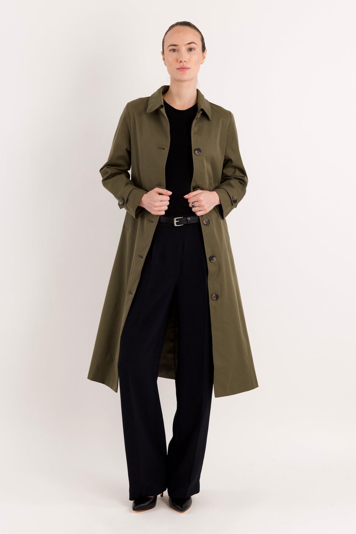 Long Single-Breasted Trench Coat