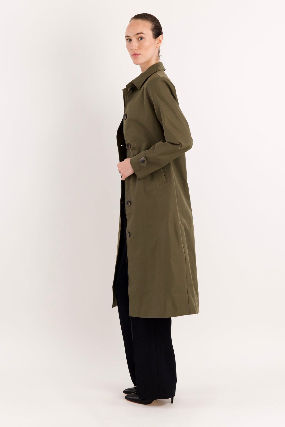 Long Single-Breasted Trench Coat