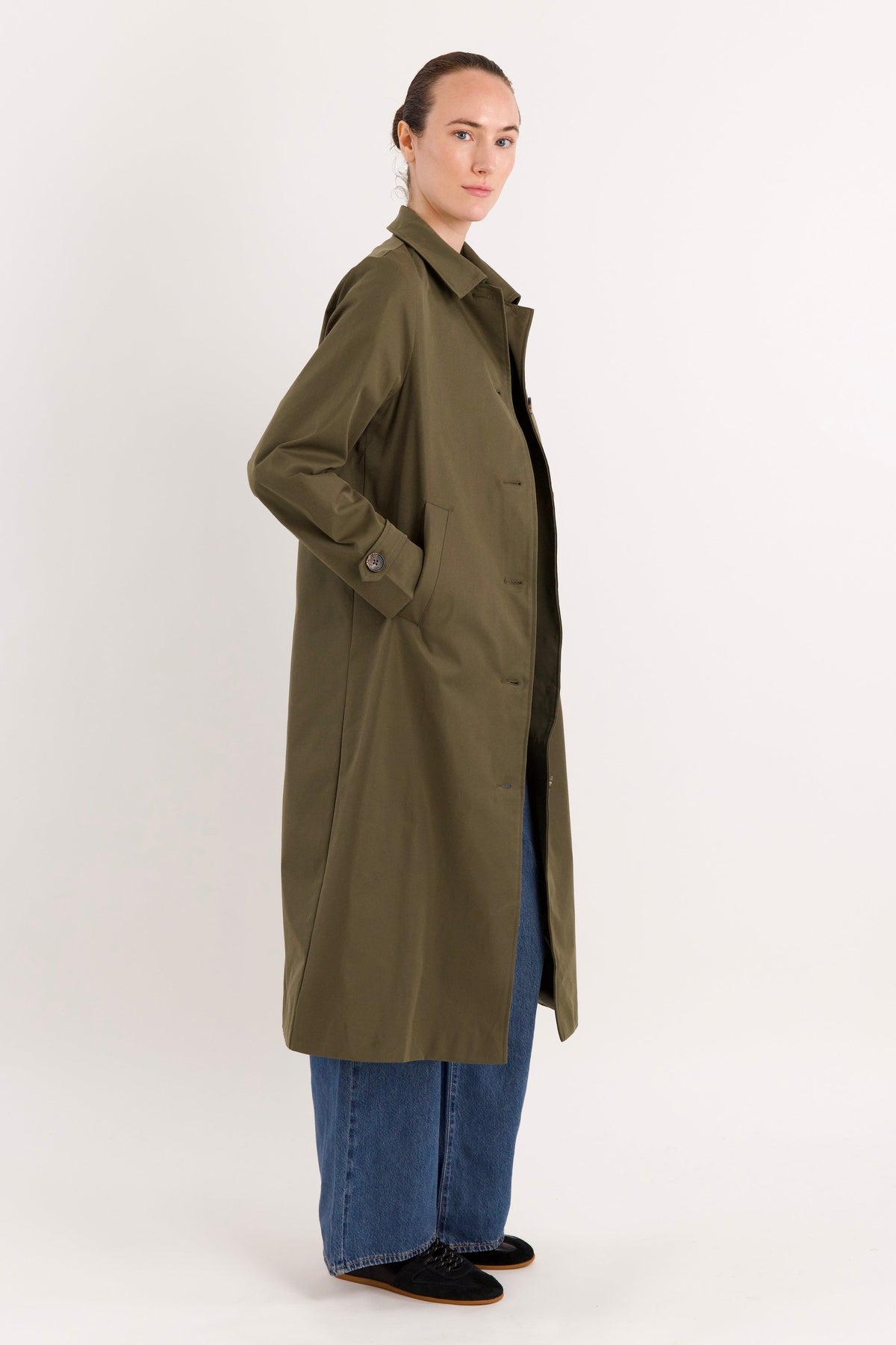 Long Single-Breasted Trench Coat