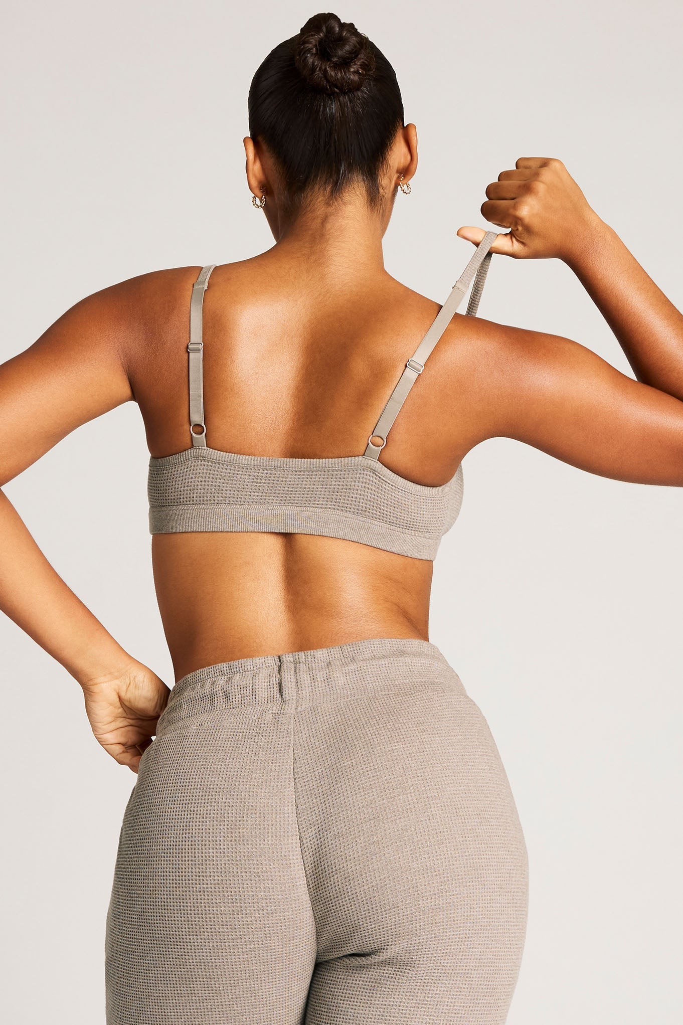 Waffle Knit Lounge Bralette in Mink