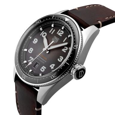 Tag Heuer Autavia Automatic Grey Dial Brown Leather Strap Watch for Men - WBE5114.FC8266