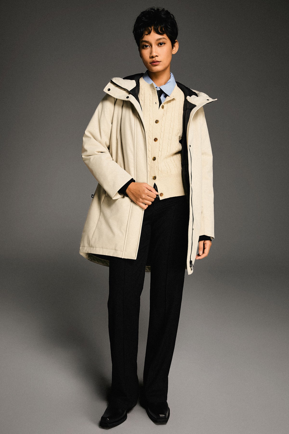 Mid-Length Windproof Parka Coat
