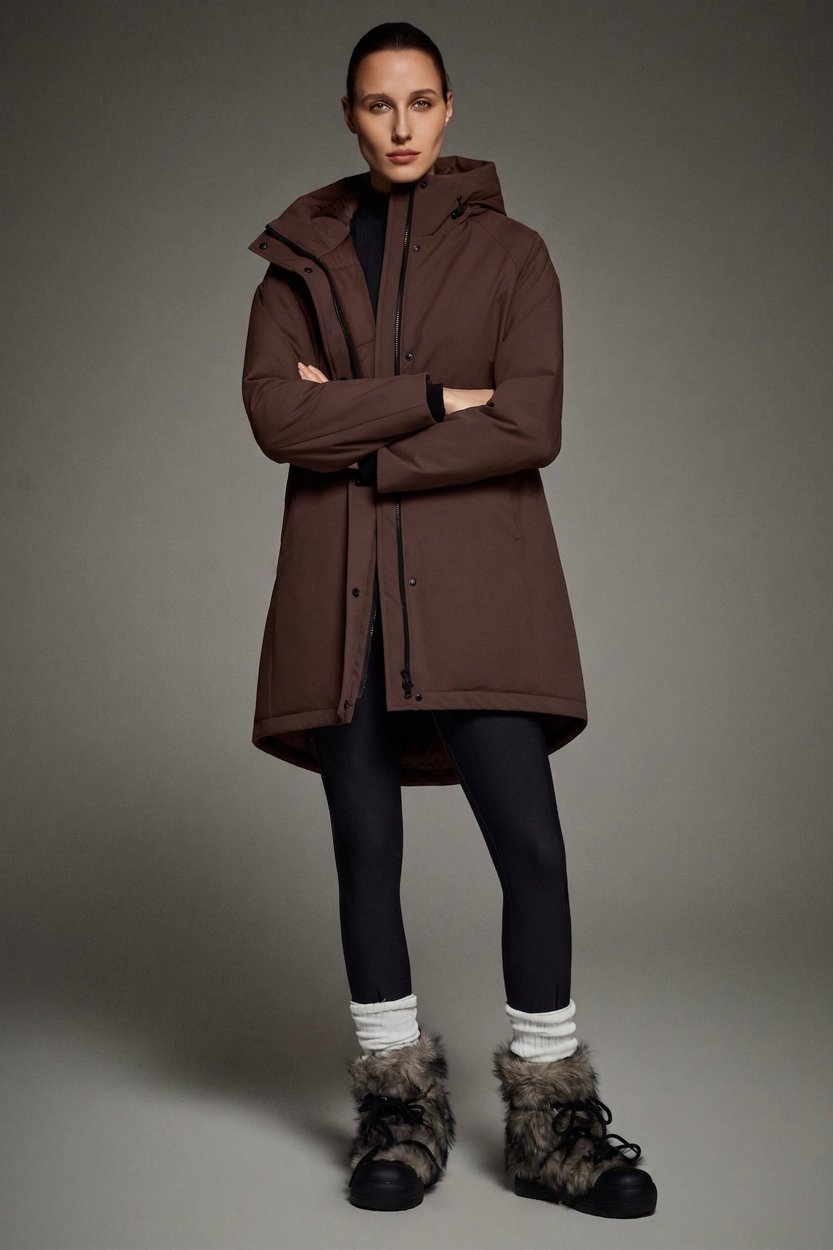 Mid-Length Windproof Parka Coat