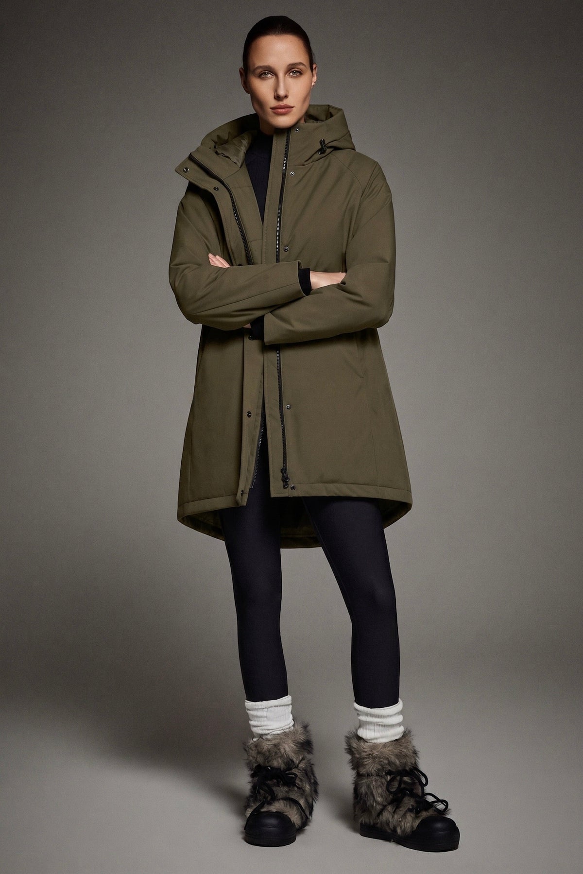 Mid-Length Windproof Parka Coat