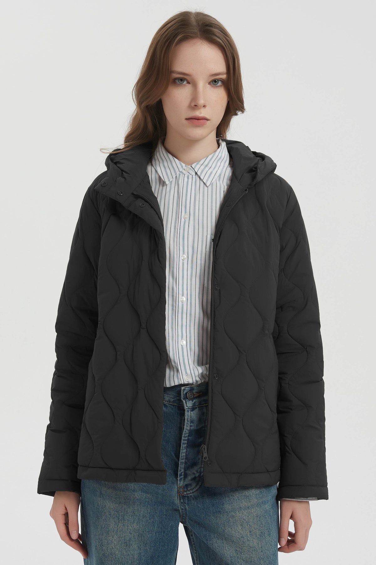 Quilted Down Jacket Lightweight Hooded