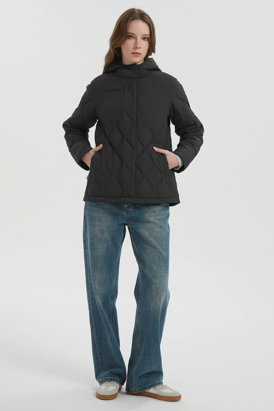 Quilted Down Jacket Lightweight Hooded