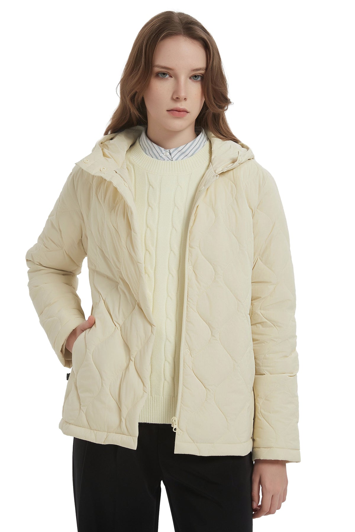 Quilted Down Jacket Lightweight Hooded