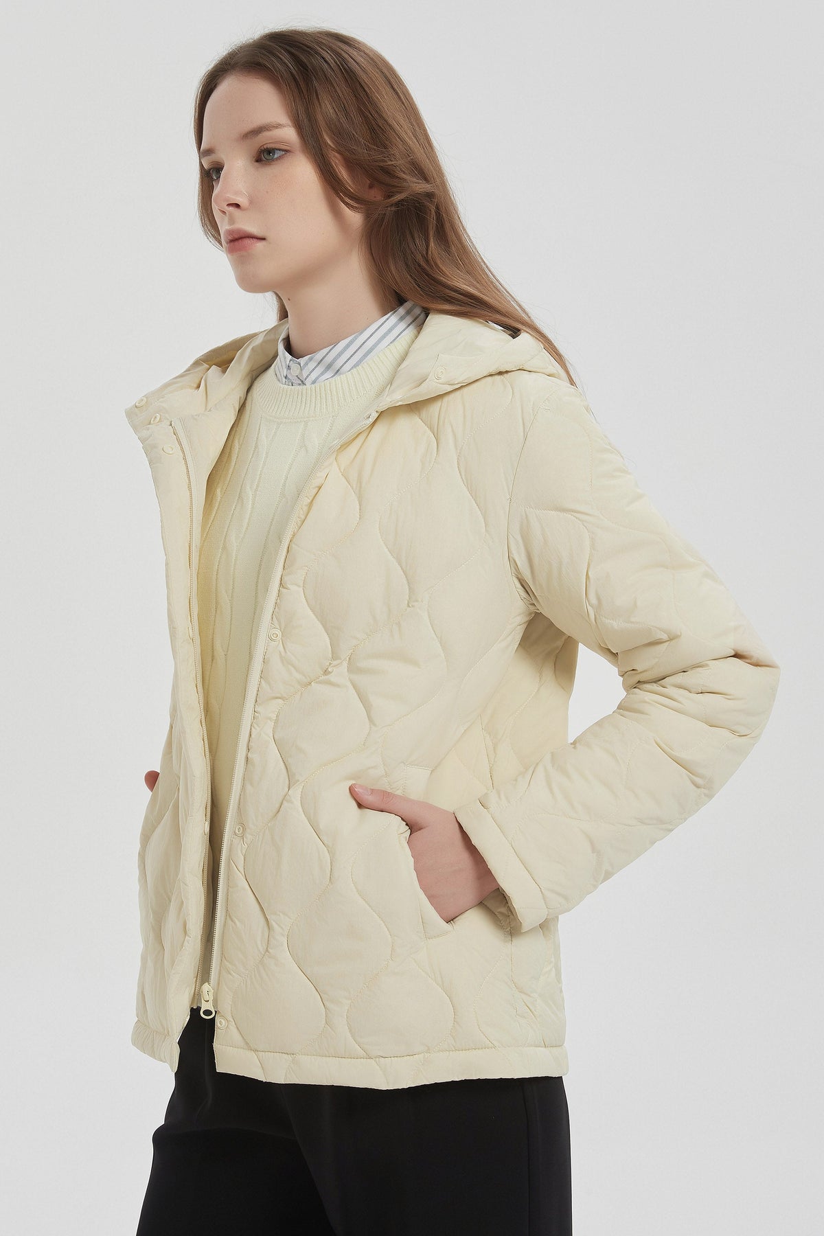 Quilted Down Jacket Lightweight Hooded