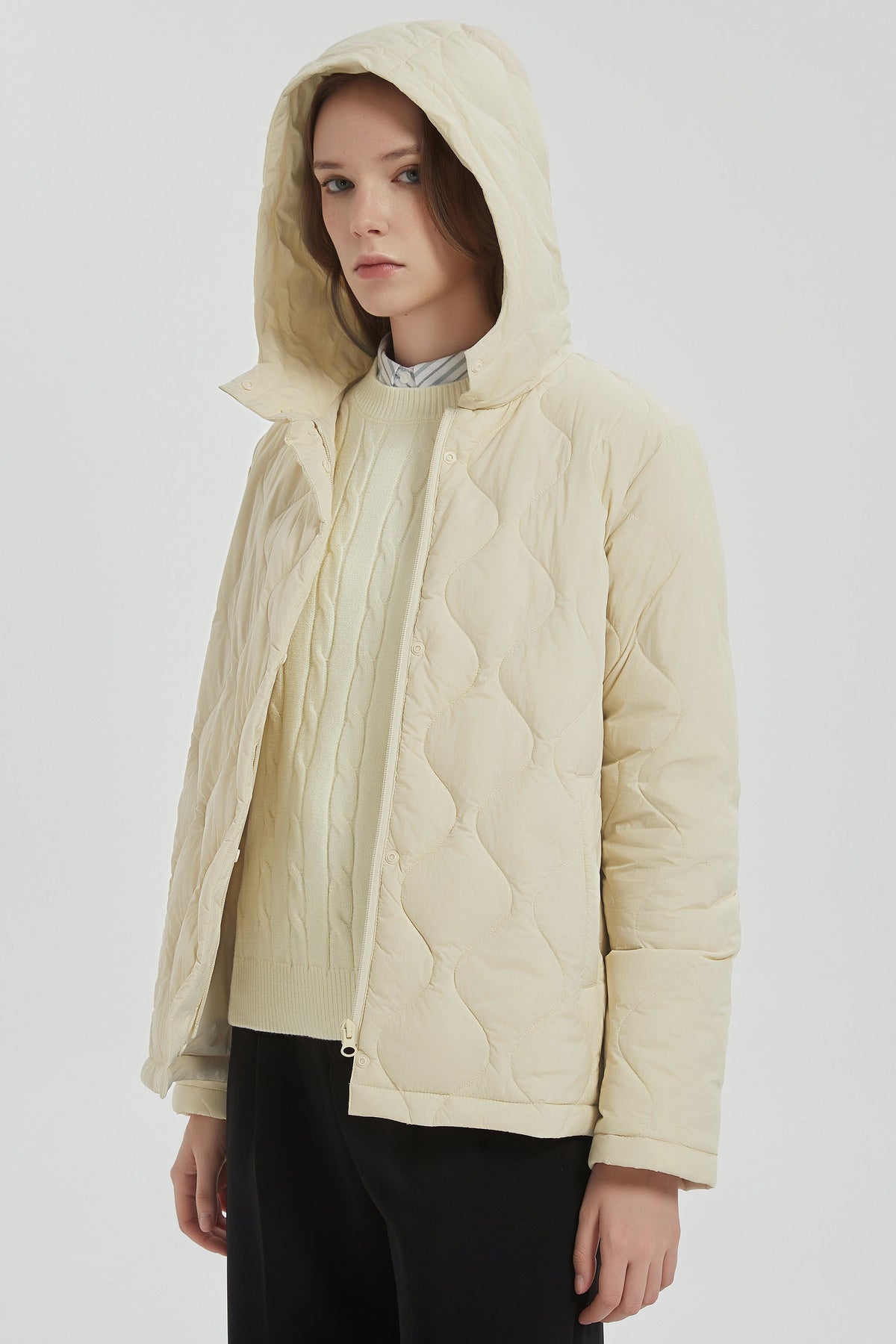 Quilted Down Jacket Lightweight Hooded