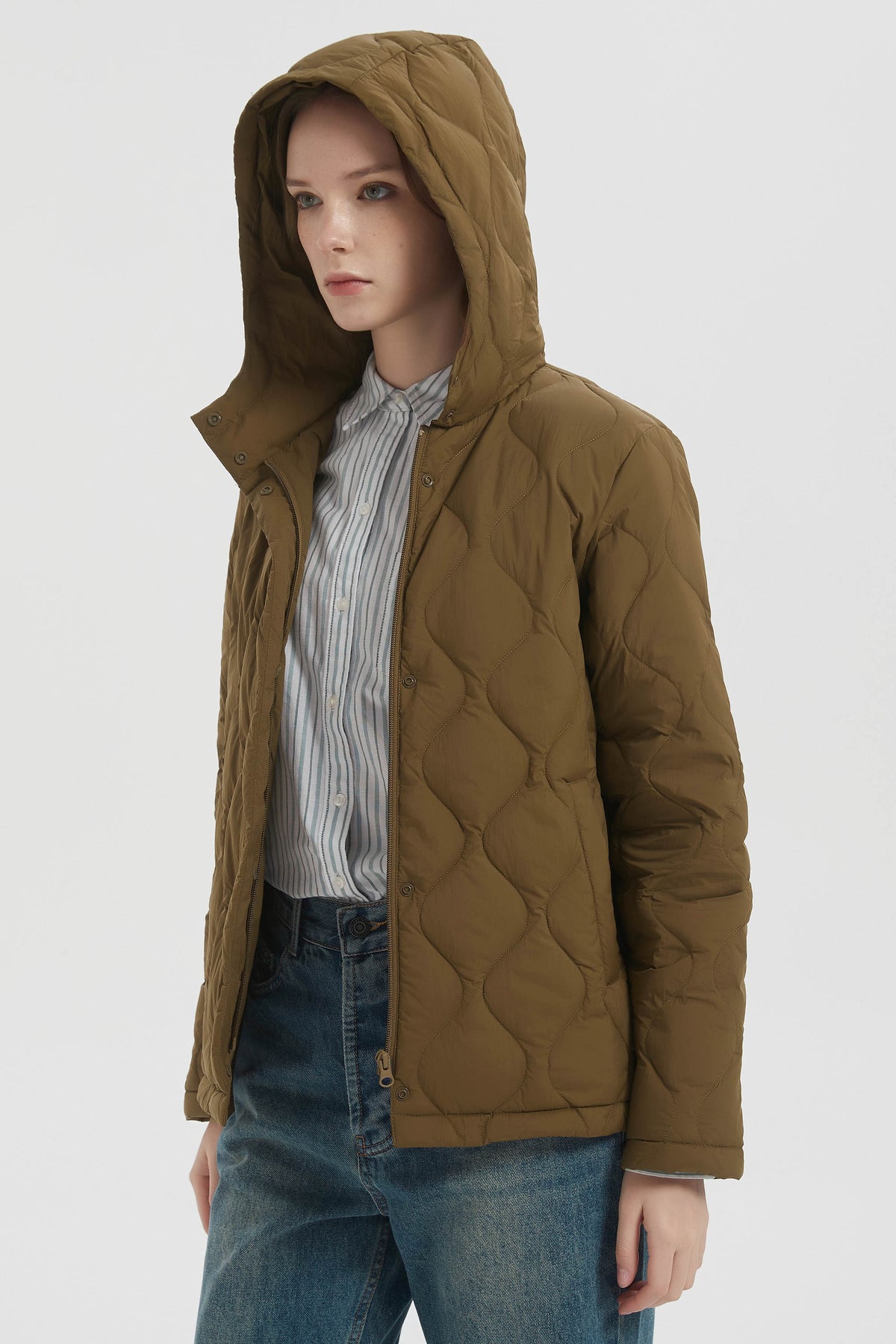 Quilted Down Jacket Lightweight Hooded