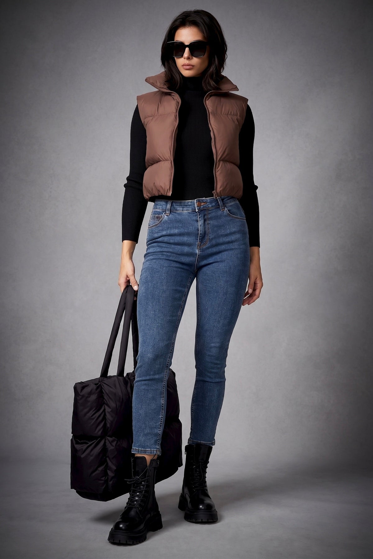 Cropped Puffer Down Vest