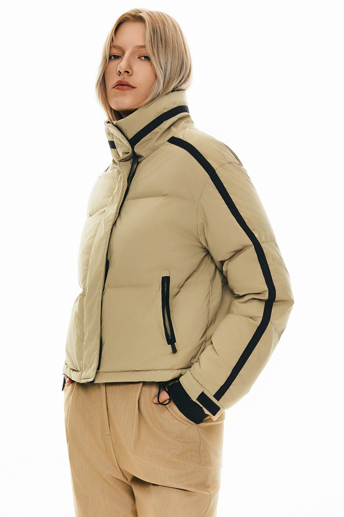 Cropped Quilted Down Puffer Jacket