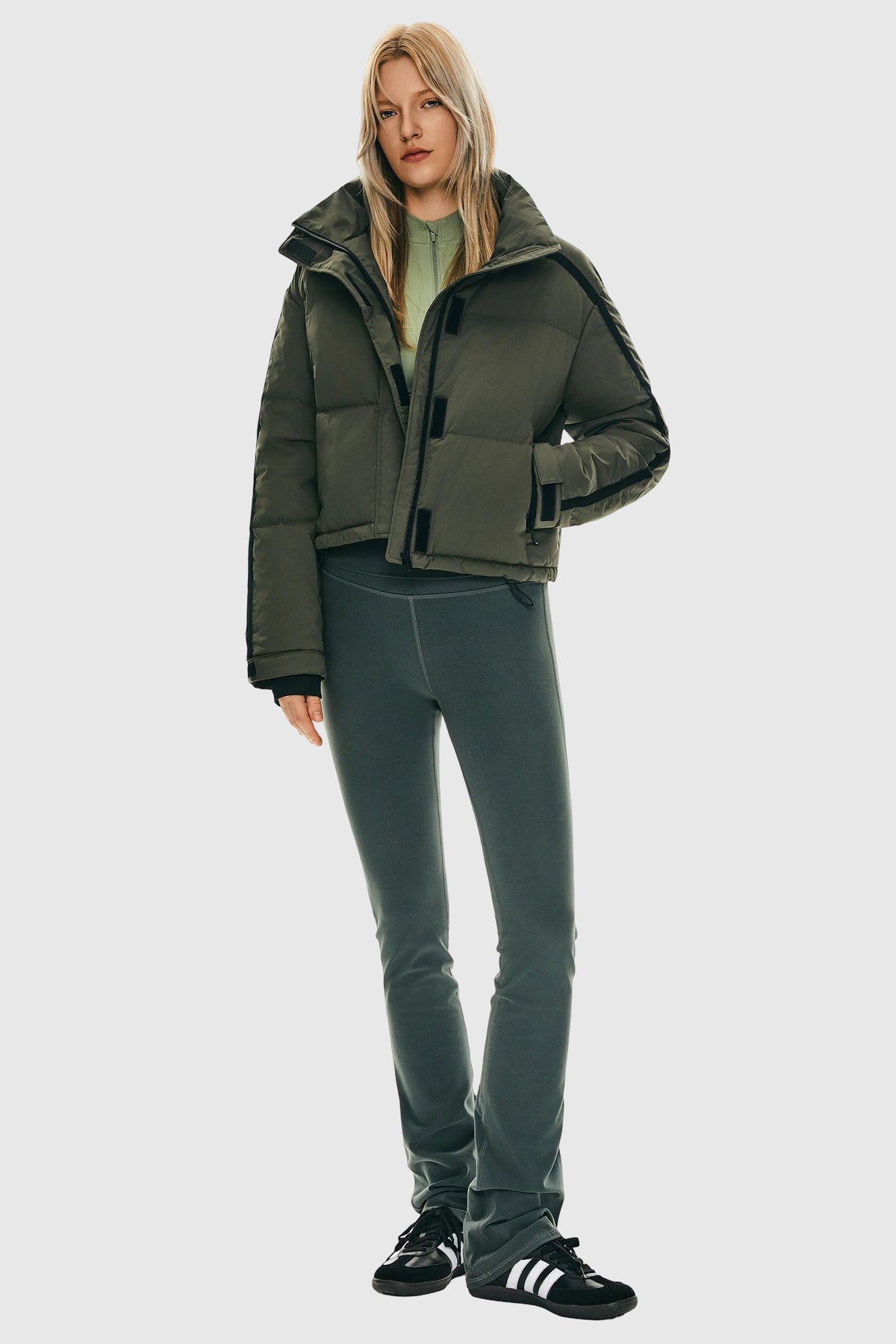 Cropped Quilted Down Puffer Jacket