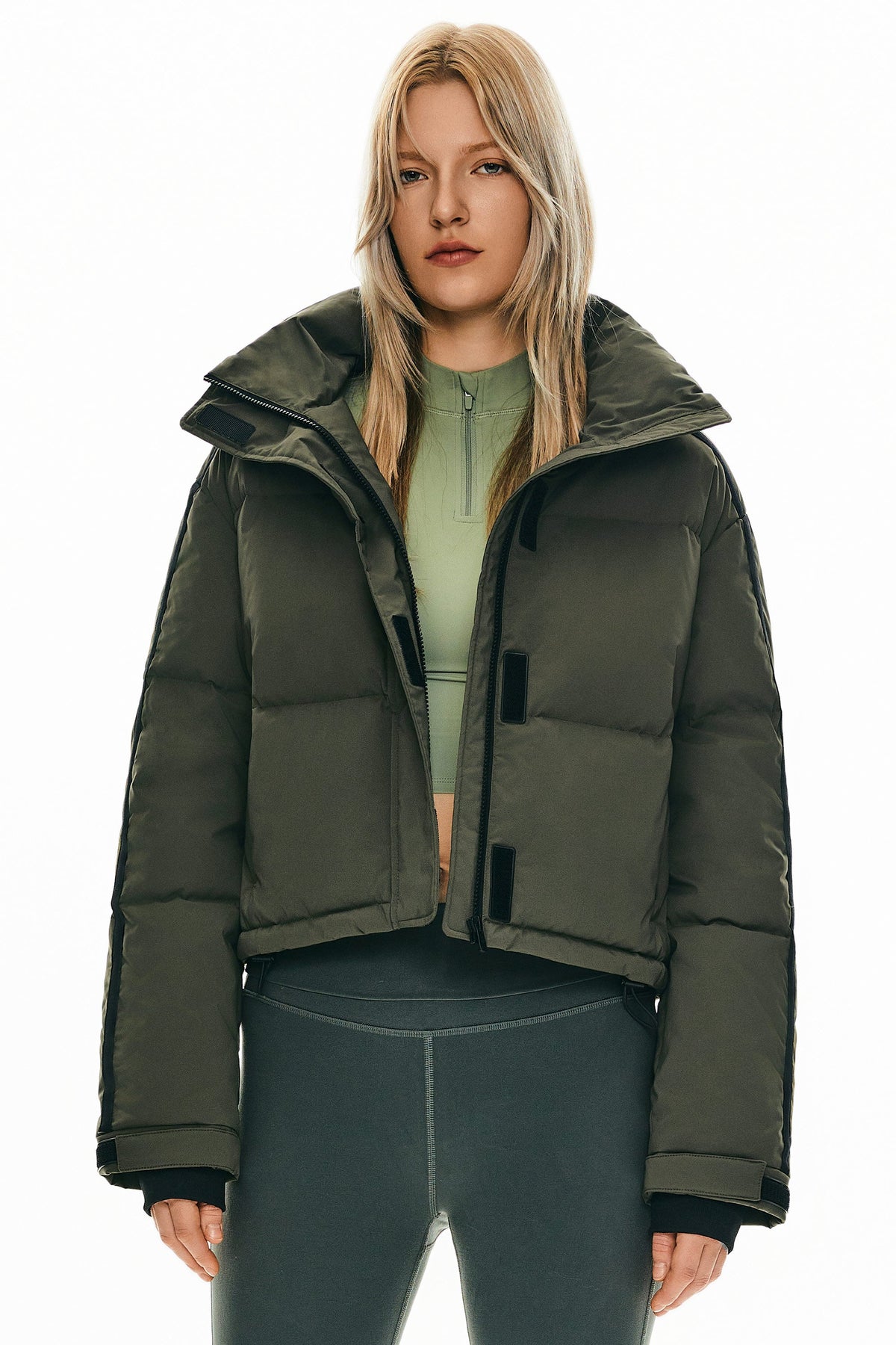 Cropped Quilted Down Puffer Jacket