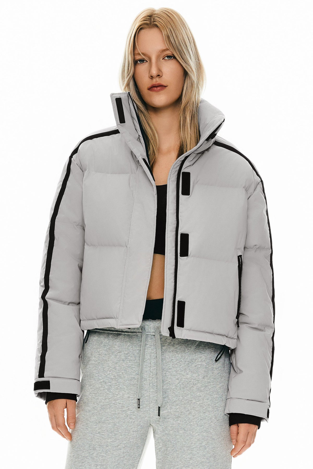 Cropped Quilted Down Puffer Jacket