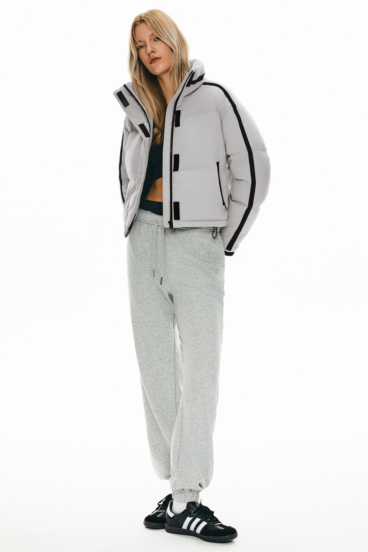 Cropped Quilted Down Puffer Jacket