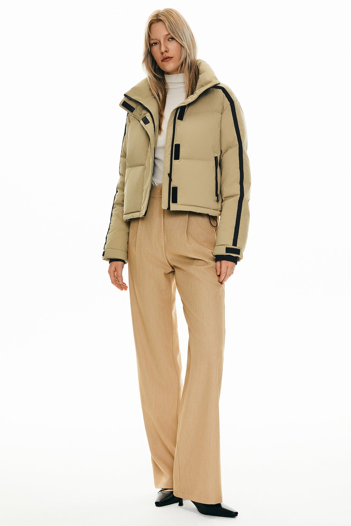 Cropped Quilted Down Puffer Jacket