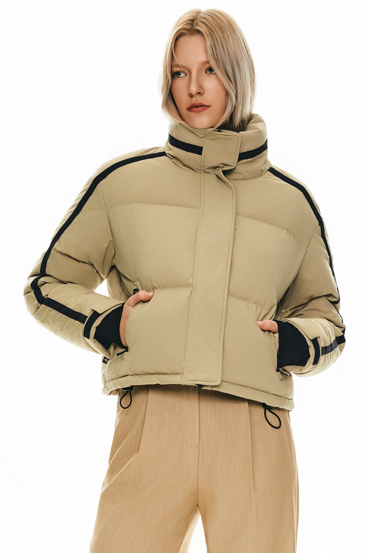 Cropped Quilted Down Puffer Jacket