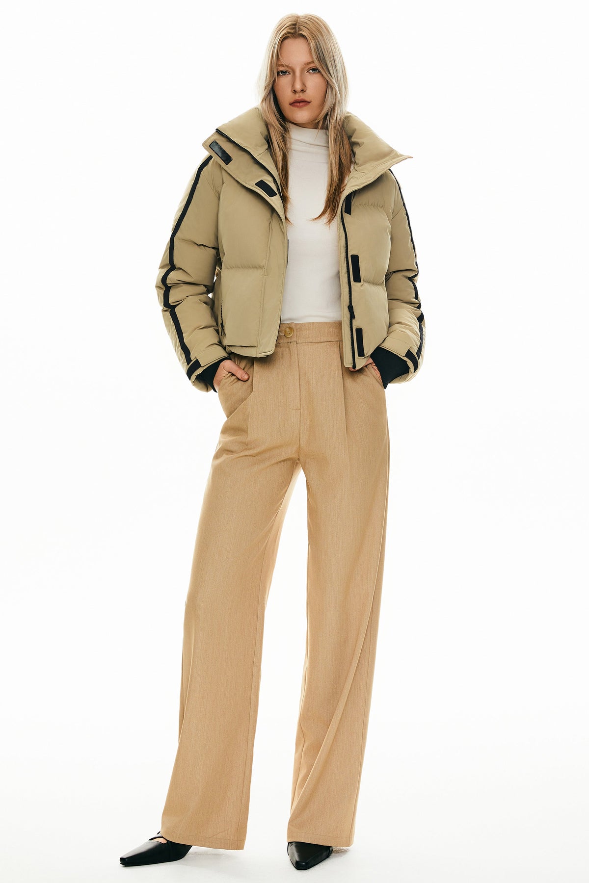 Cropped Quilted Down Puffer Jacket