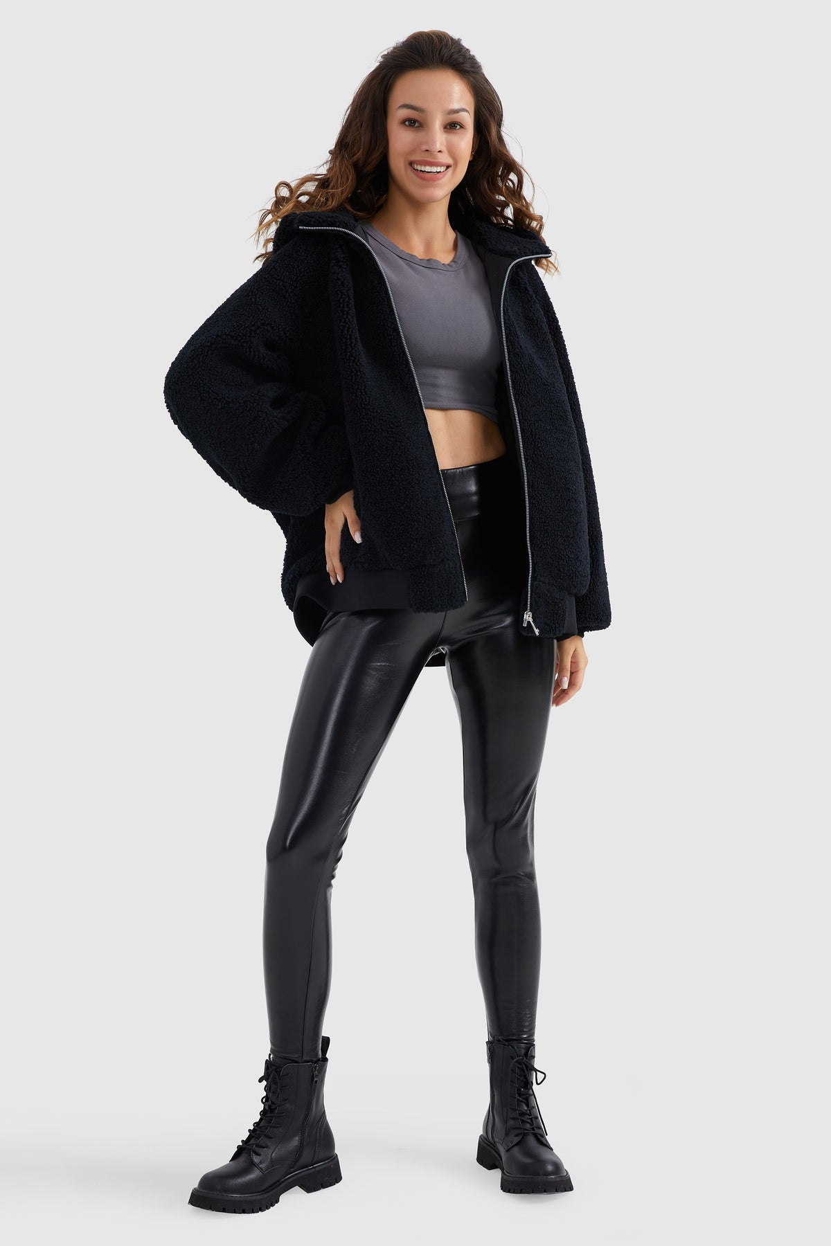 Full-Zip Oversized Fleece Jacket