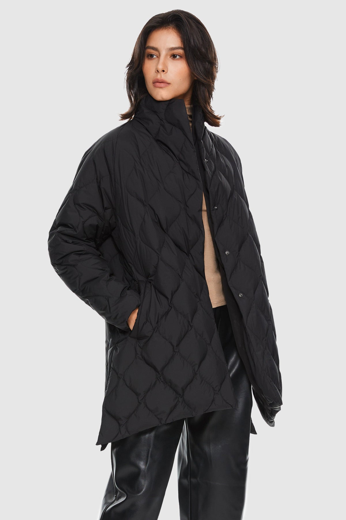 Oversized Quilted Lightweight Down Puffer Jacket