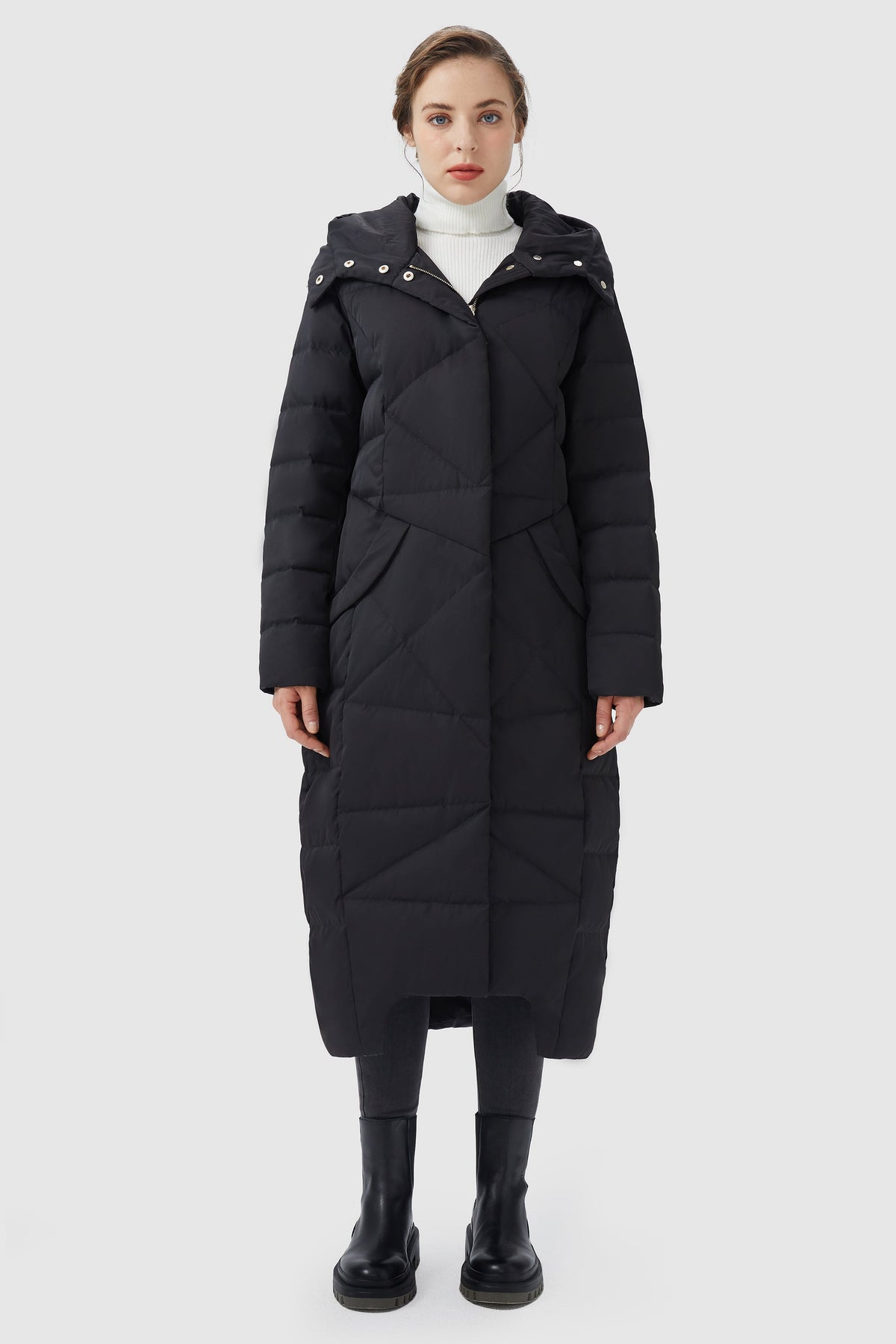 Long Maxi Down Coat with Hood