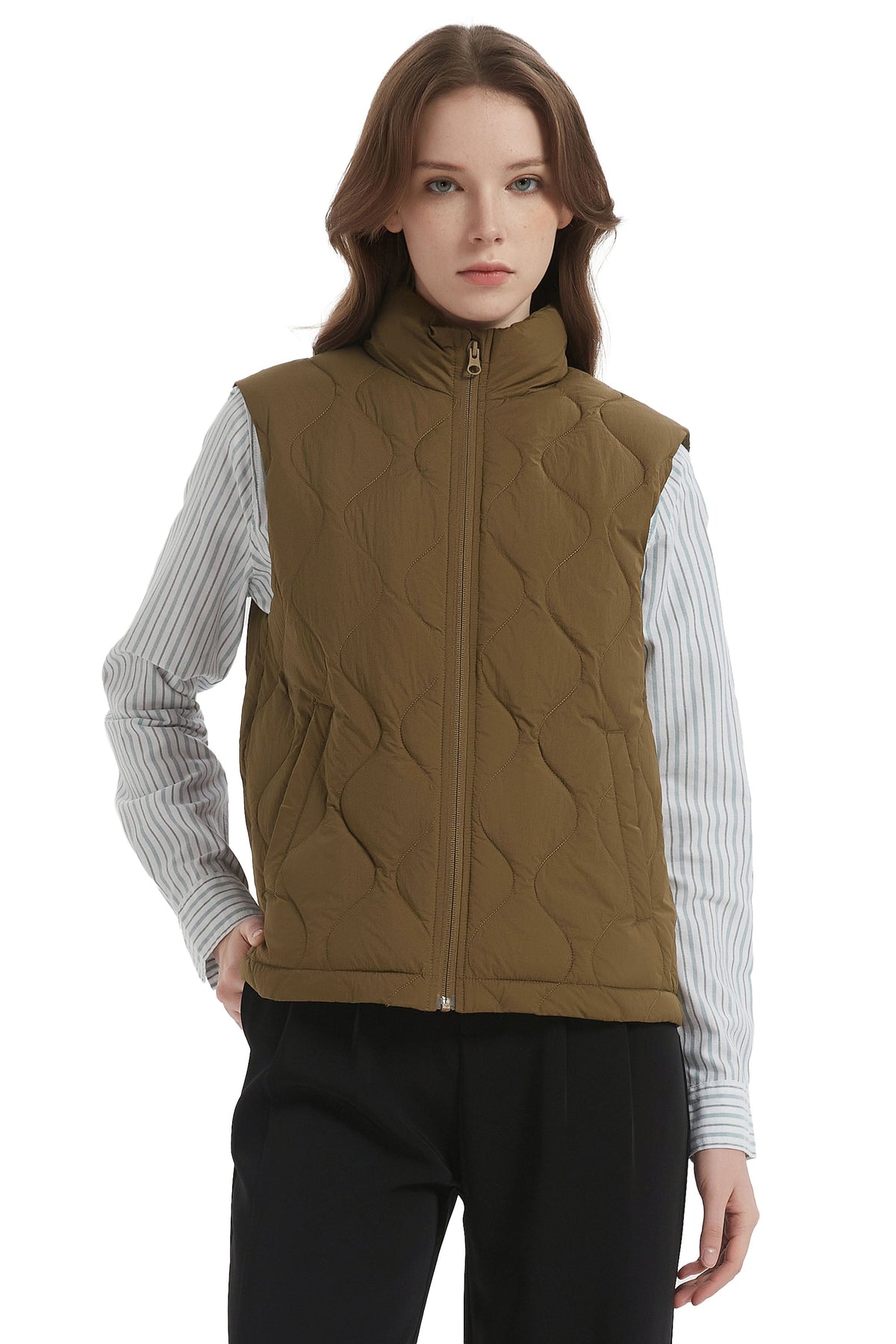 Cropped Down Puffer Vest Zip Up Lightweight
